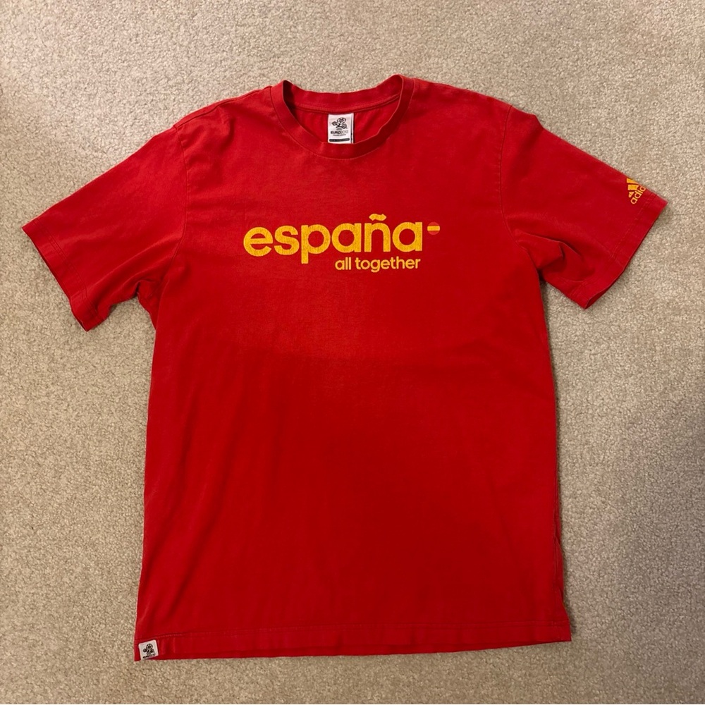 Adidas Espana Spain National Football Team Red T-Shirt Euro 2012 Together Mens L